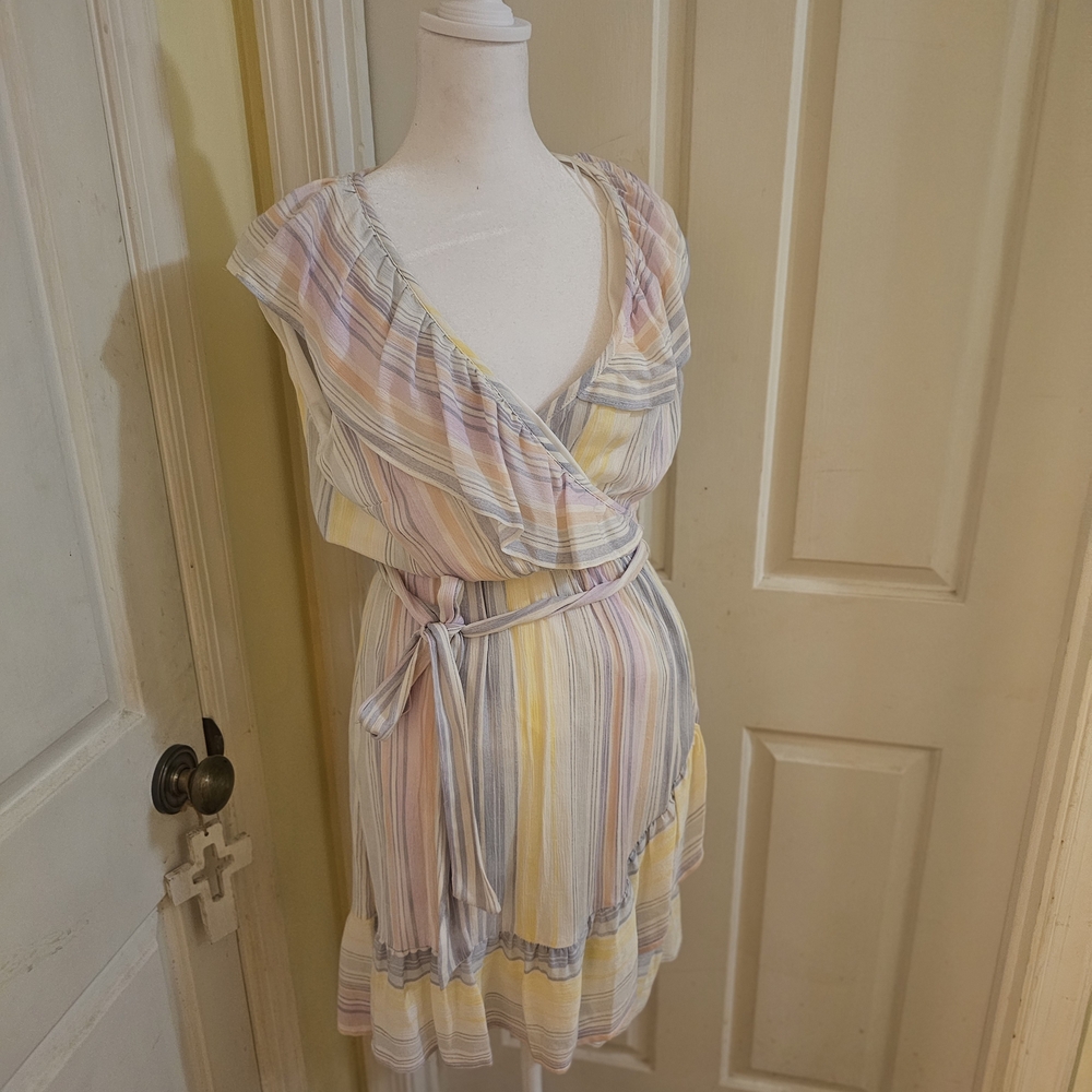LC Lauren Conrad Pastel And Cream Ruffled Tiered Sundress